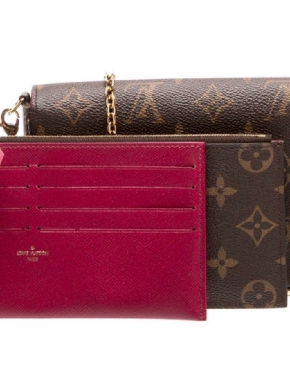 Louis Vuitton Monogram Pochette Felicie with two inserts and Gold Chain
